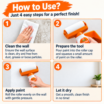2-in-1 White Paint Roller Brush with Built-In Paint Container - Reusable Wall Painting Tool