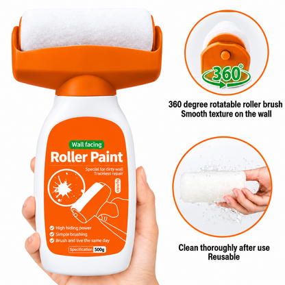 2-in-1 White Paint Roller Brush with Built-In Paint Container - Reusable Wall Painting Tool